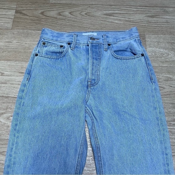 Still Here New York Wool Gingham Tate Denim Straight Mom Jeans Vintage Blue 24 - Picture 6 of 14